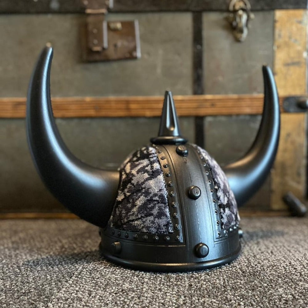 Scandi Souvenirs Black Viking Helmet - Danish Pluche (Grey) - One Stop Truck Accessories Ltd