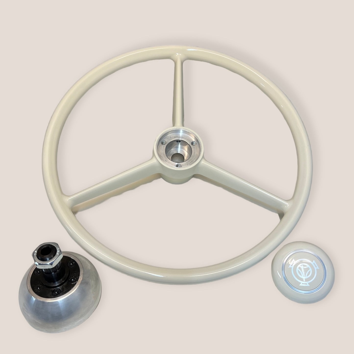 White 3-Spoke Steering Wheel 50cm