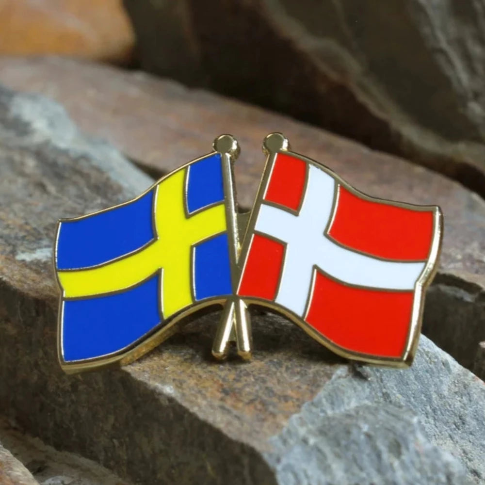 Scandi Souvenirs Flags Sweden | Denmark - Pin - One Stop Truck Accessories Ltd