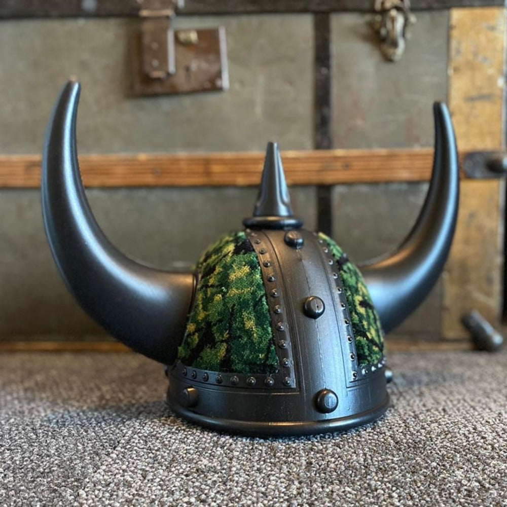 Scandi Souvenirs Black Viking Helmet - Danish Pluche (Green) - One Stop Truck Accessories Ltd