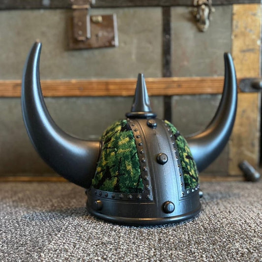 Scandi Souvenirs Black Viking Helmet - Danish Pluche (Green) - One Stop Truck Accessories Ltd