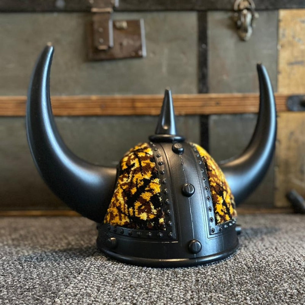 Scandi Souvenirs Black Viking Helmet - Danish Pluche (Yellow) - One Stop Truck Accessories Ltd